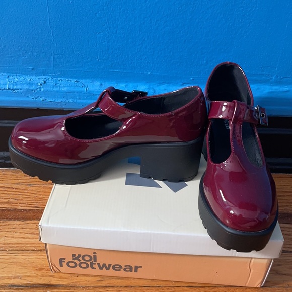 Mary Jane Burgundy Platforms - Picture 3 of 4